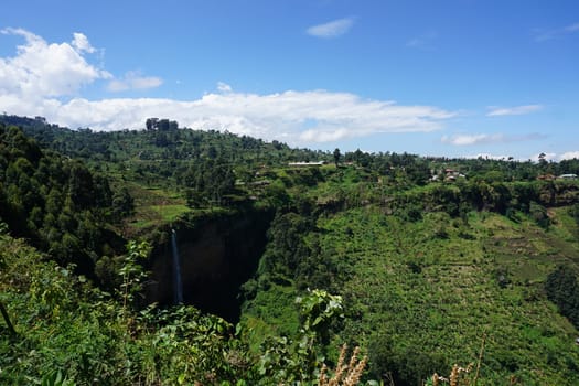 View onto one of the Sipi Falls in the Mount Elgon National Park, eastern Uganda