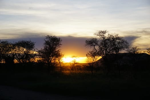 Beautiful sunset from the campsite in the Serengeti, Tanzania 2021