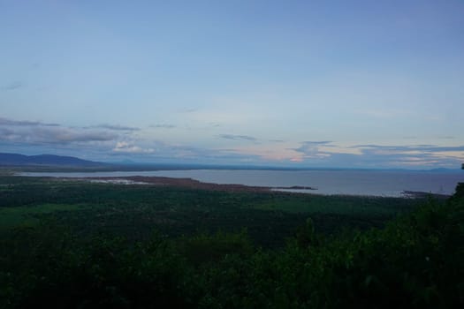 View from the camp onto Lake Manyara after sunset, Tanzania 2021