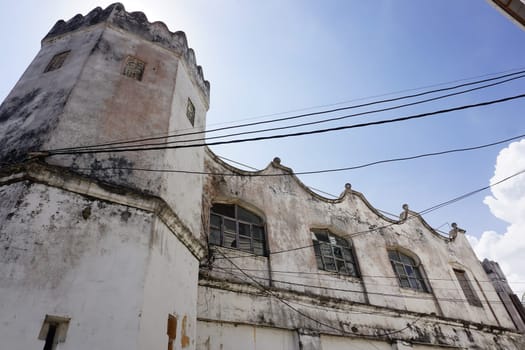 Typical building in Stone Town, Zanzibar in the style of a little fort, Tanzania 2021
