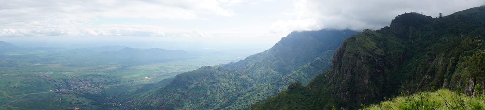 Panorama of the view from the edge of the Usambara Mountains, Lushoto, Tanzania 2021