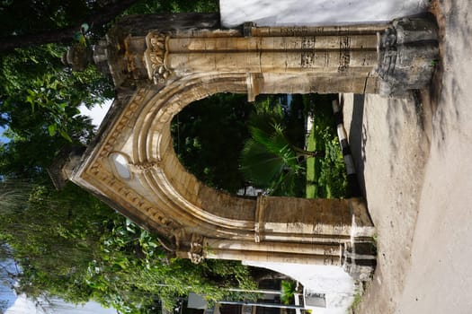 Old portugues arch in the old town of Stone Town on Zanzibar, Tanzania 2021