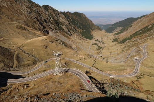 View onto the Transfagarasan Highway in early autumn, Romania 2021