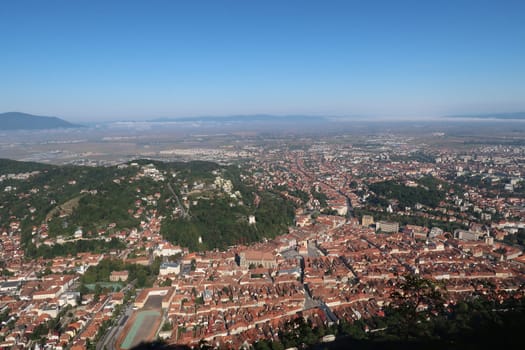 Spectacular view onto Brasov from its view point, Romania 2021