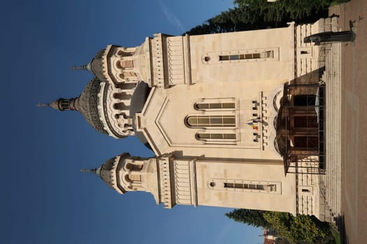 Facade of the famous Dormition of the Theotokos Cathedral in Cluj-Napoca, Romania 2021