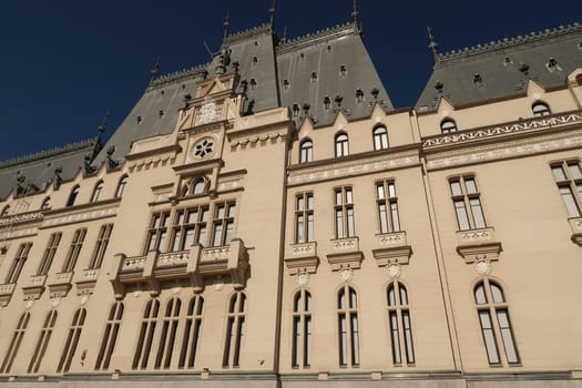 Impressive iew onto Iasis famous Palace of Culture, Romania 2021