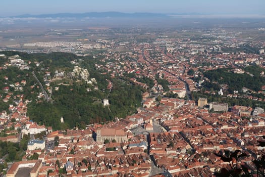 Scenic view onto the town of Brasov, Romania 2021