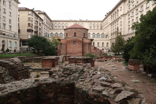 The Church of Saint George, famous red brick rotunda in Sofia, Bulgaria 2021