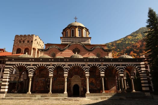 The main church in the Rila Monastery, Nativity of the Virgin Mother, Bulgaria 2021