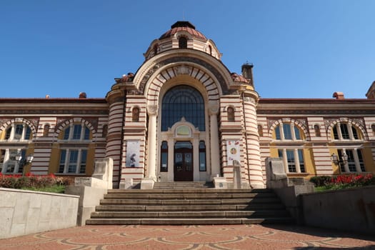 Entrance of the famous Central Mineral Baths in Sofia, Bulgaria 2021