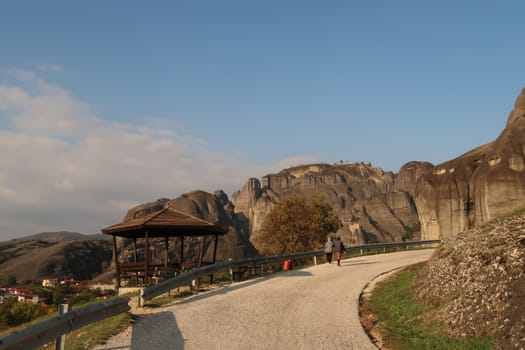 The picturesque path connecting Kalambaka with Kastraki, Meteora Monasteries, Greece 2021