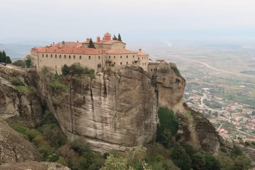 Beautiful view onto St. Stephen Monastery, Meteora, Greece 2021