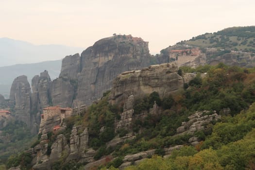 Monasteries of St. Nikolaos Anapafsas, Roussanou, Great Meteoron and Varlaam, Meteora, Greece 2021