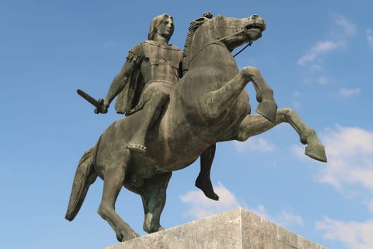 Statue of Alexander the Great at the seafront of Thessaloniki, Greece 2021