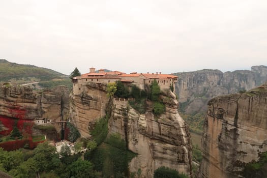 The Monastery of Varlaam, surrounded by high rock formations, Meteora, Greece 2021