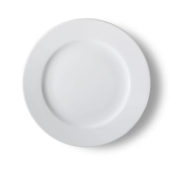 A white dinner plate on white with clipping path to remove shadow