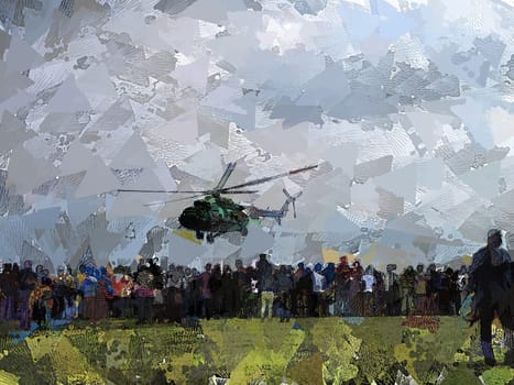 Artwork paint of military helicopter