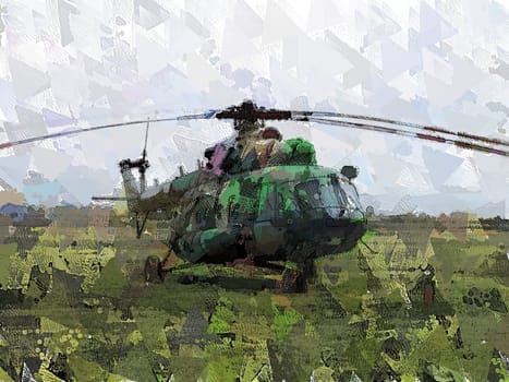 Artwork paint of military helicopter