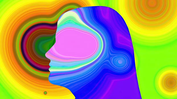 Surreal Colorful Portrait of Woman silhouette,Surreal Colorful Portrait of Woman silhouette
