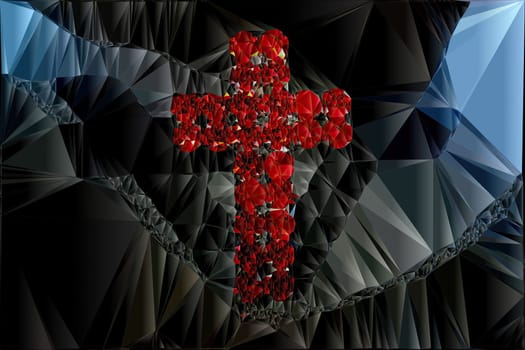 Artwork of abstract composition made with geometrical shapes