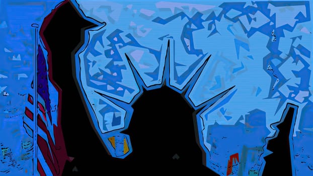 New York Statue of Liberty in a Pop Art Style Layout,New York Statue of Liberty in a Pop Art Style Layout