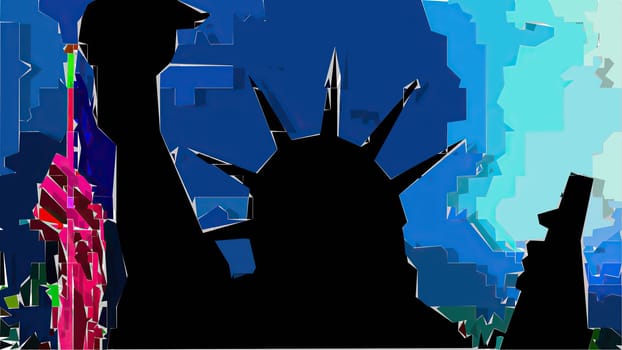 New York Statue of Liberty in a Pop Art Style Layout,New York Statue of Liberty in a Pop Art Style Layout