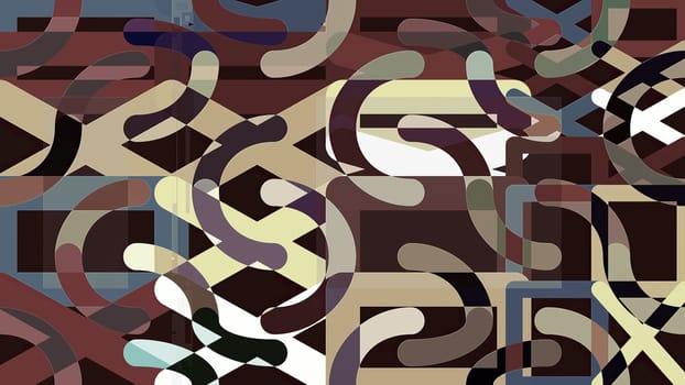 Artwork of abstract composition made with geometrical shapes and elements
