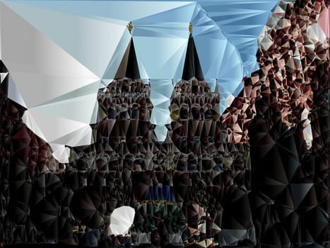Artwork of abstract composition made with geometrical shapes