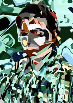 Artwork abstract composition made with geometrical shapes