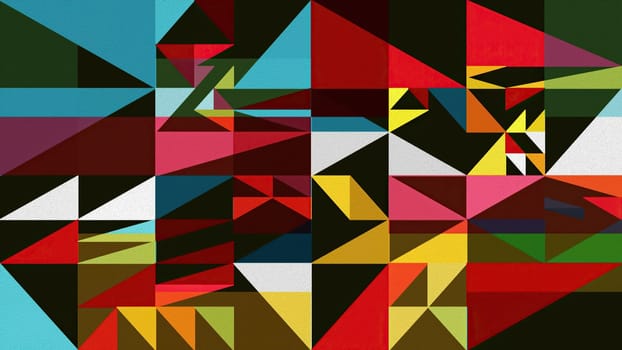Artwork of abstract composition made with geometrical shapes