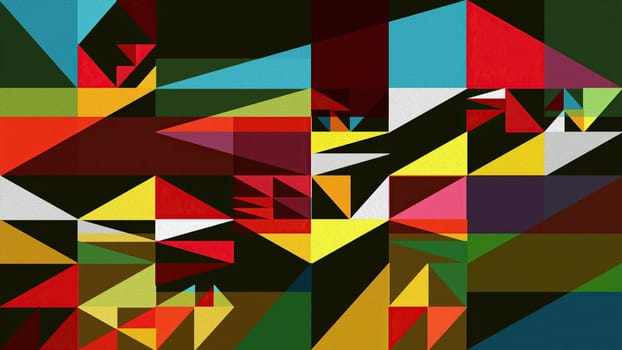 Artwork of abstract composition made with geometrical shapes