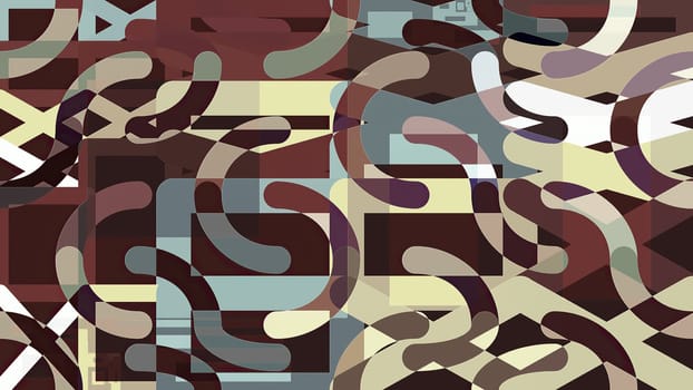 Artwork of abstract composition made with geometrical shapes and elements