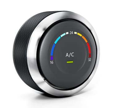 AC button of a modern car isolated on white background. 3D illustration.
