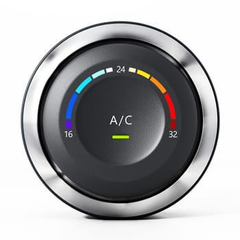 AC button of a modern car isolated on white background. 3D illustration.
