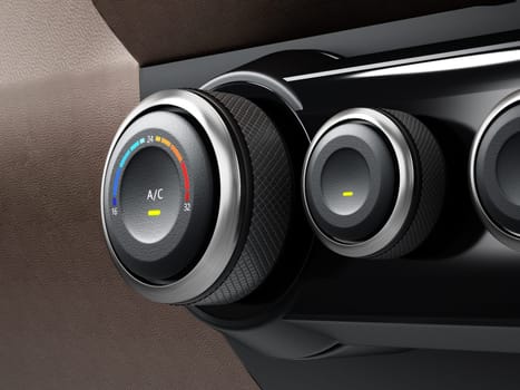 Climate control buttons of a modern car. 3D illustration.