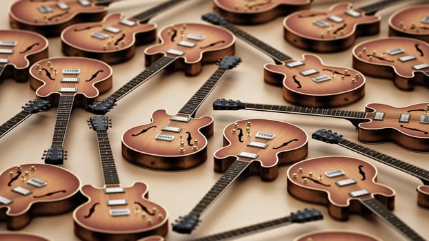 Vintage electric guitar background. 3D illustration.
