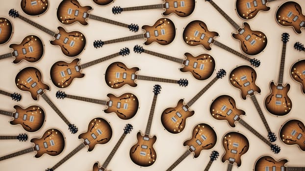 Vintage electric guitar background. 3D illustration.