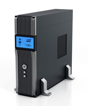 Uninterruptible power supply UPS isolated on white background. 3D illustration.