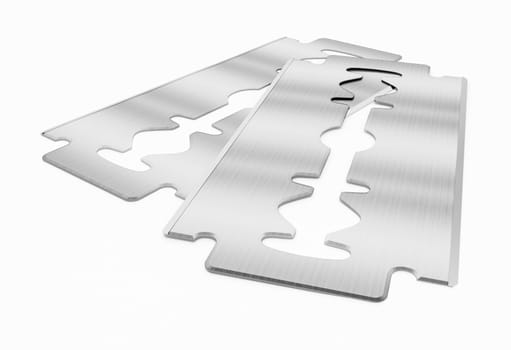 Razor blades isolated on white background. 3D illustration.