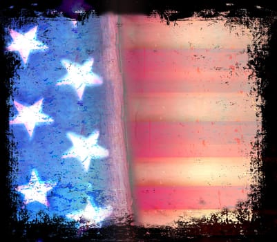 Grungy american flag frame