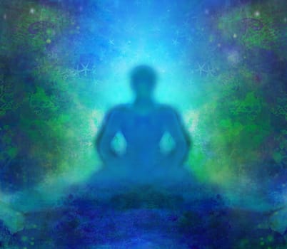 Man silhouette meditate, yoga