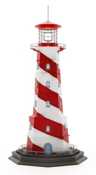 Generic lighthouse isolated on white background. 3D illustration.