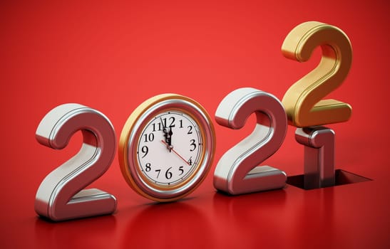 Year 2021 changes to 2022. New year 2022 concept. 3D illustration.