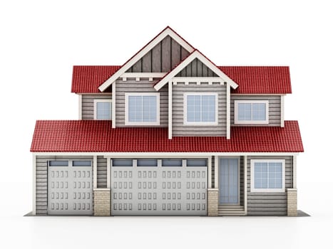Large luxury house isolated on white background. 3D illustration.