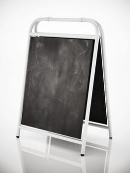 Blank chalkboard isolated on white background. 3D illustration.