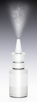 Generic blank nasal spray bottle. 3D illustration.