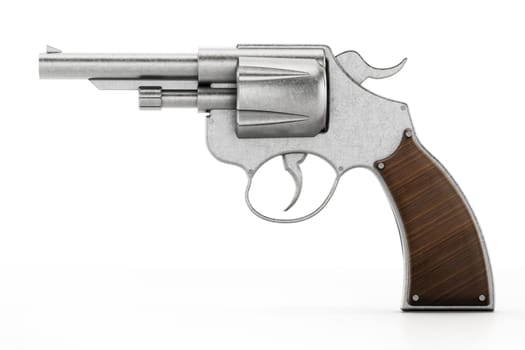 Generic revolver isolated on white background. 3D illustration.