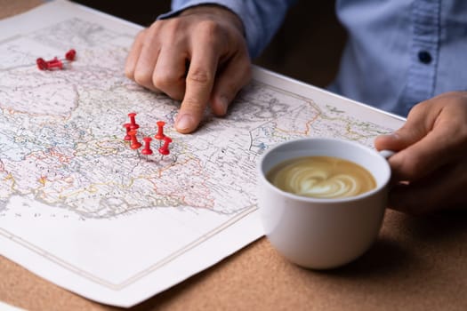 Location Discovery And Travel Journey. Map With Place Pin