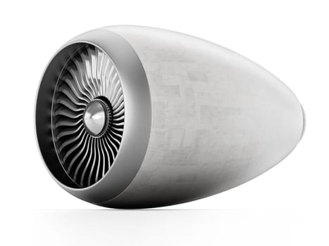 Jet engine isolated on white background. 3D illustration.