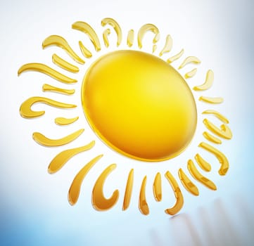 Stylized illustration of sun. 3D illustration.